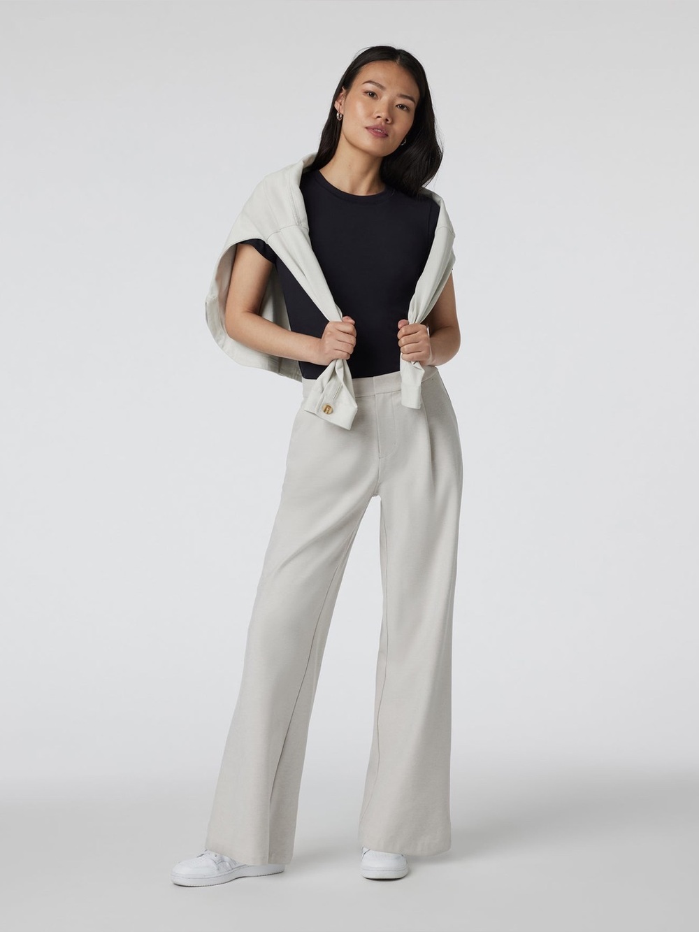 Vuori Elevation Trouser Pants Sz S Ecru Heather Wide Leg Business Career